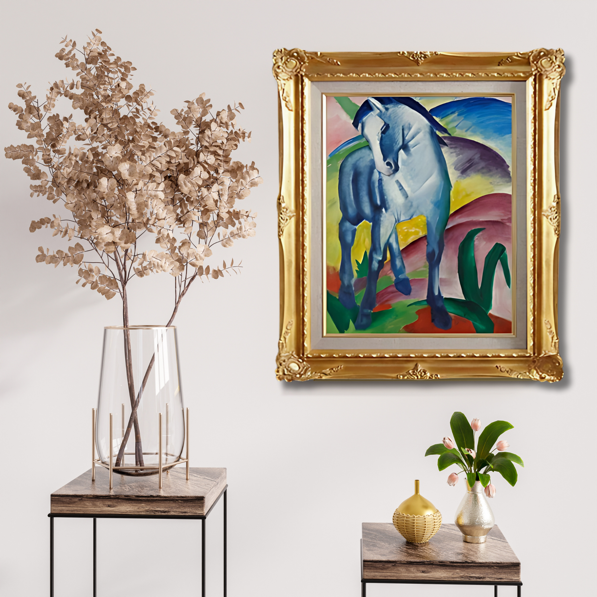 Franz Marc <br>- Blue Horse I (Framed)